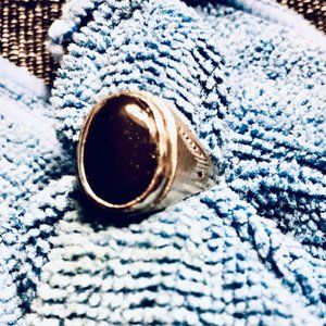 VINTAGE Handmade Silver ring with Black stone, UNISEX